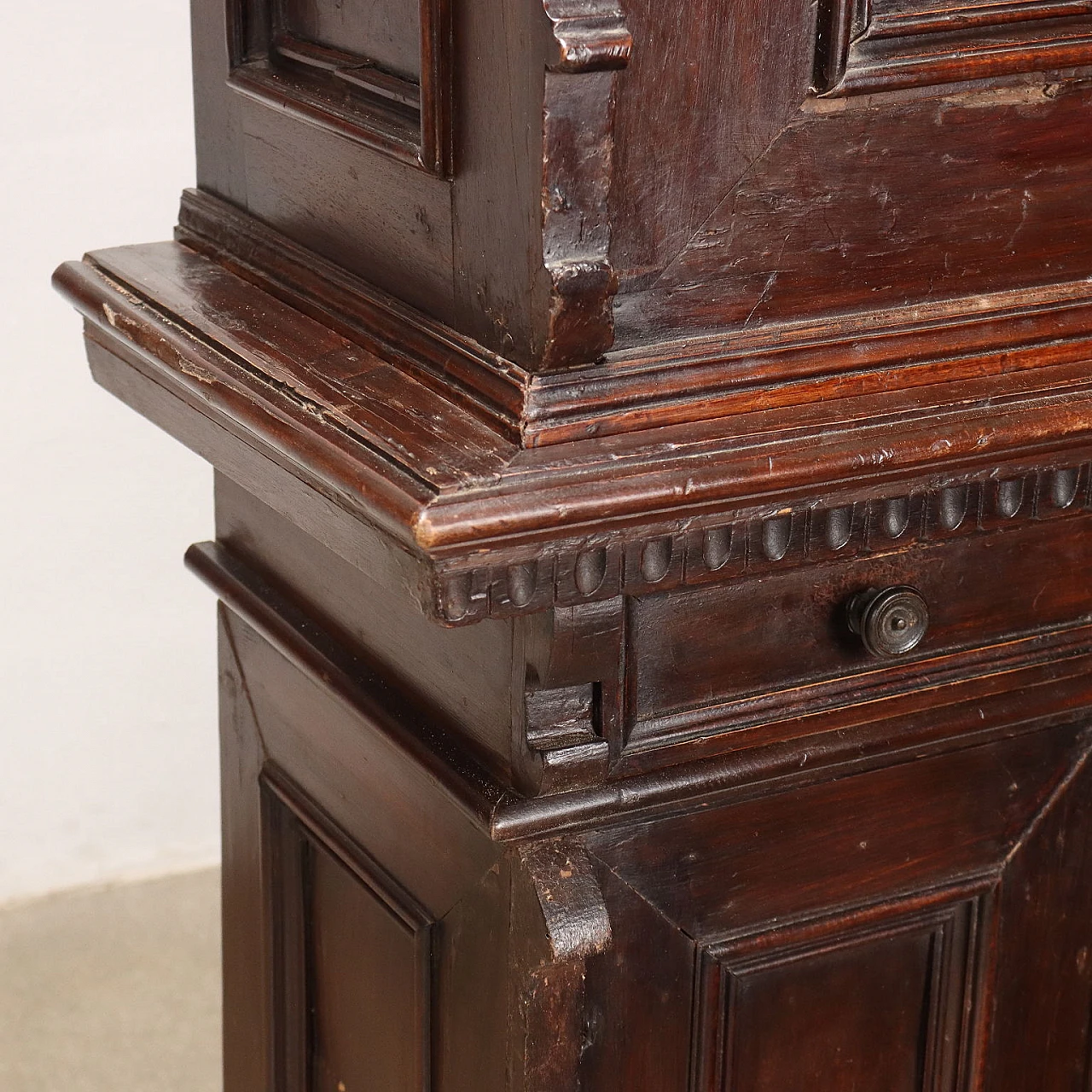 Walnut cupboard with flap door and drawer, 19th century 7