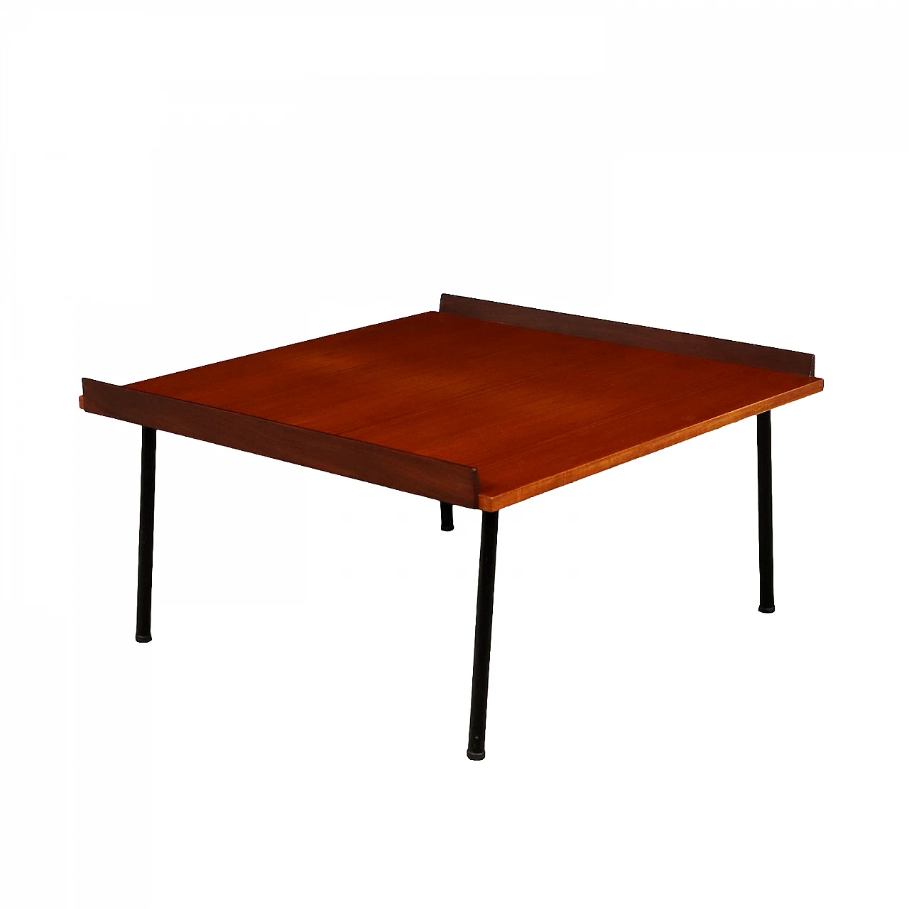 Teak veneer & enameled metal coffee table by Isa, 1960s 1