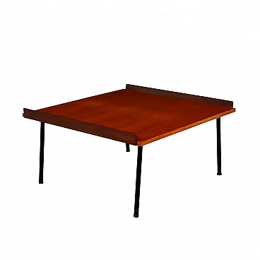 Teak veneer & enameled metal coffee table by Isa, 1960s