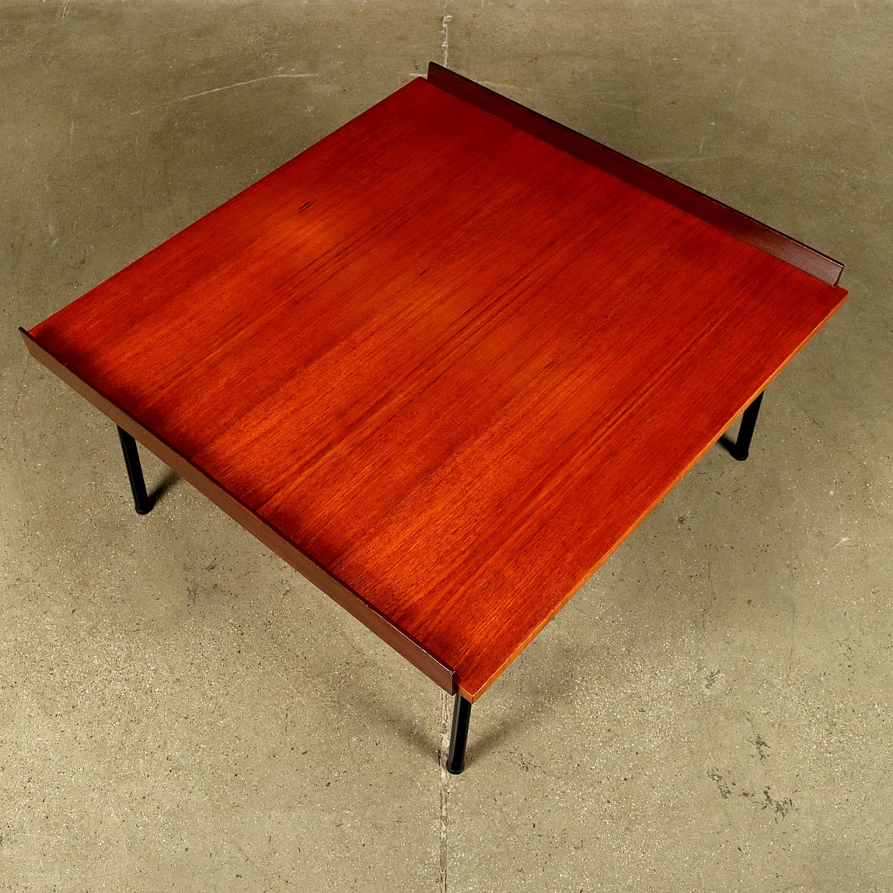 Teak veneer & enameled metal coffee table by Isa, 1960s 3