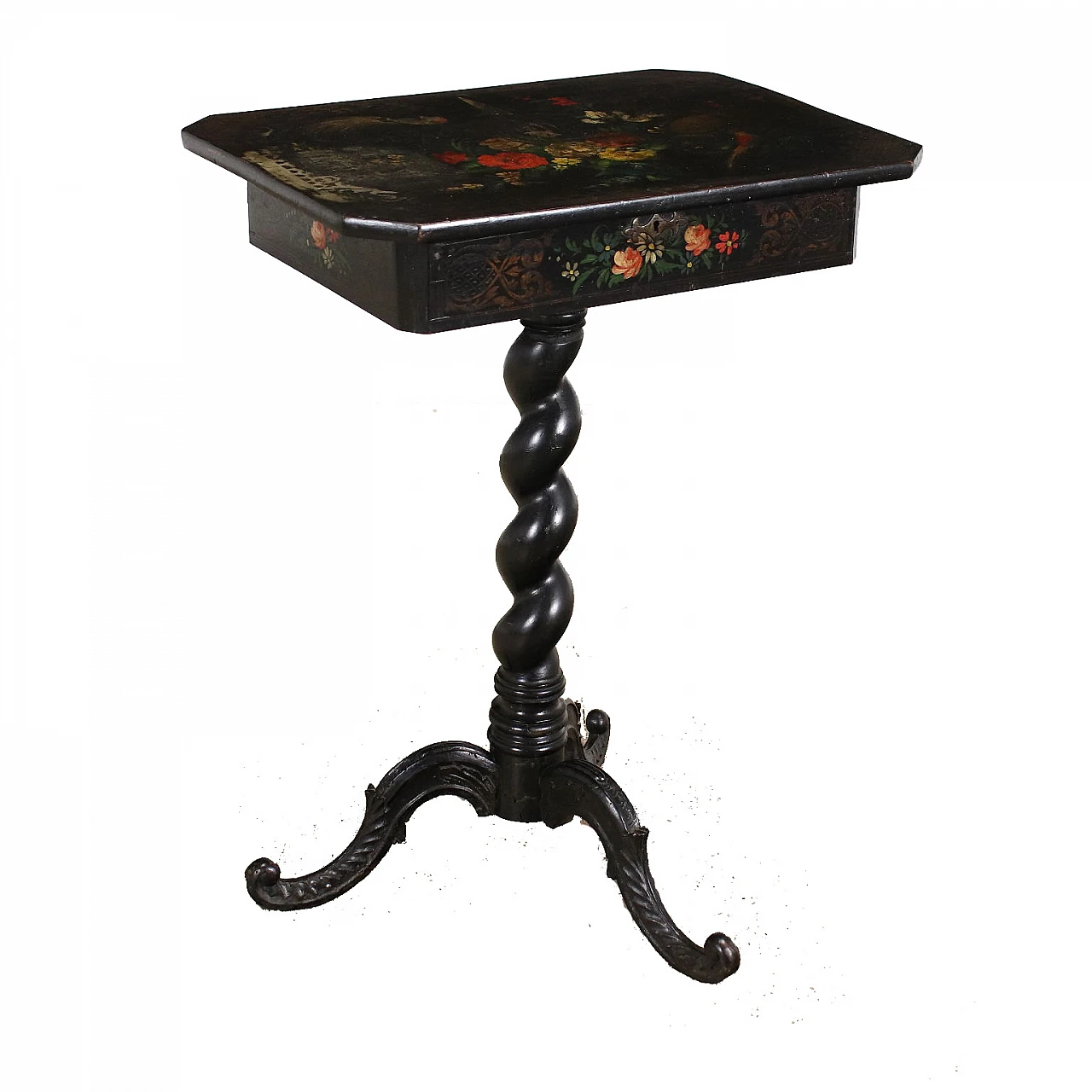 Umbertino coffee table with floral and phytomorphic decorations, 19th century 1