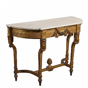 Carved and gilt console table with marble top, 19th century
