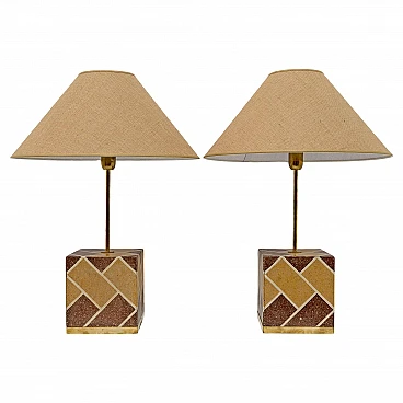 Pair of Art Nouveau cementite table lamps, 1920s