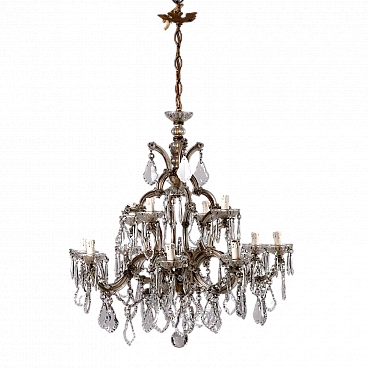 12-Light chandelier with with glass tip, necklaces and pendants