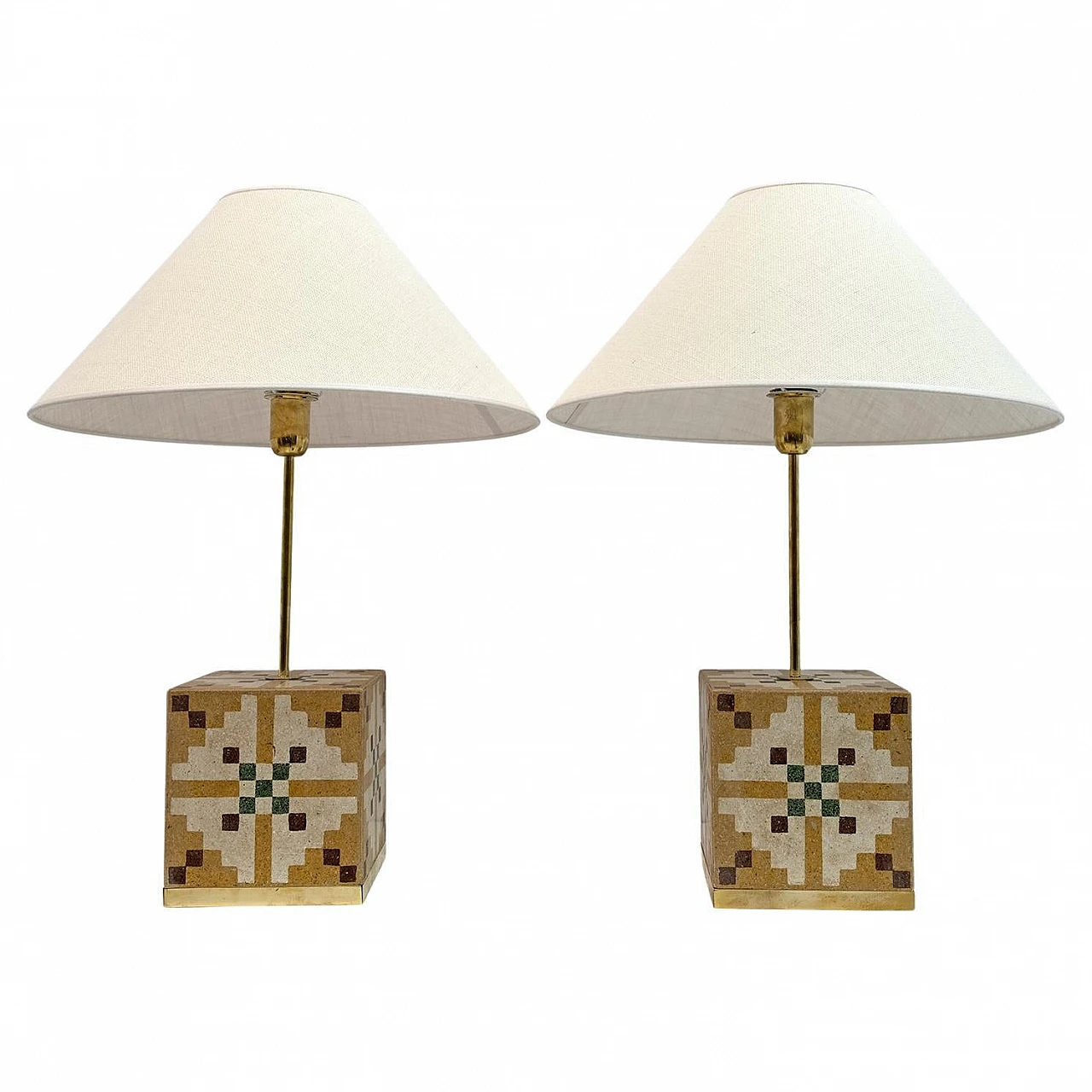 Pair of Art Nouveau table lamps in cementite, 1920s 1