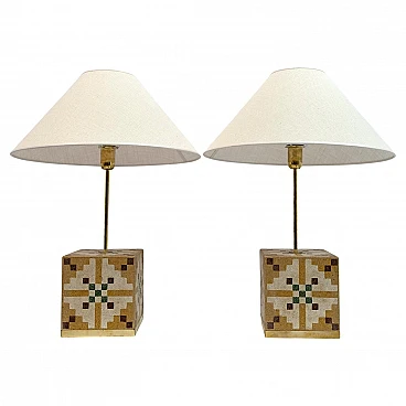 Coppia di lampade da tavolo Art Nouveau in cementite, anni '20