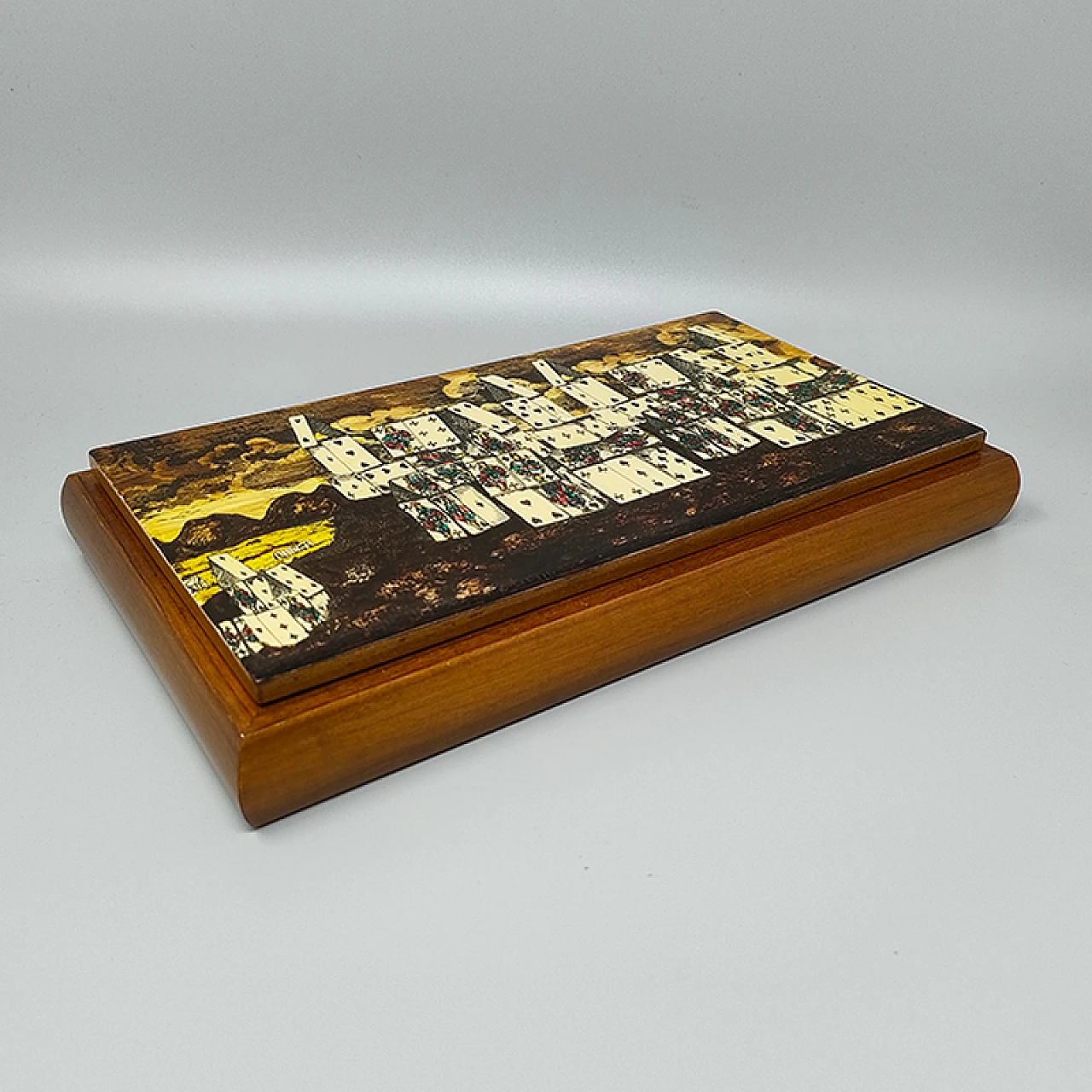 Walnut playing card box by Piero Fornasetti, 1970s 2