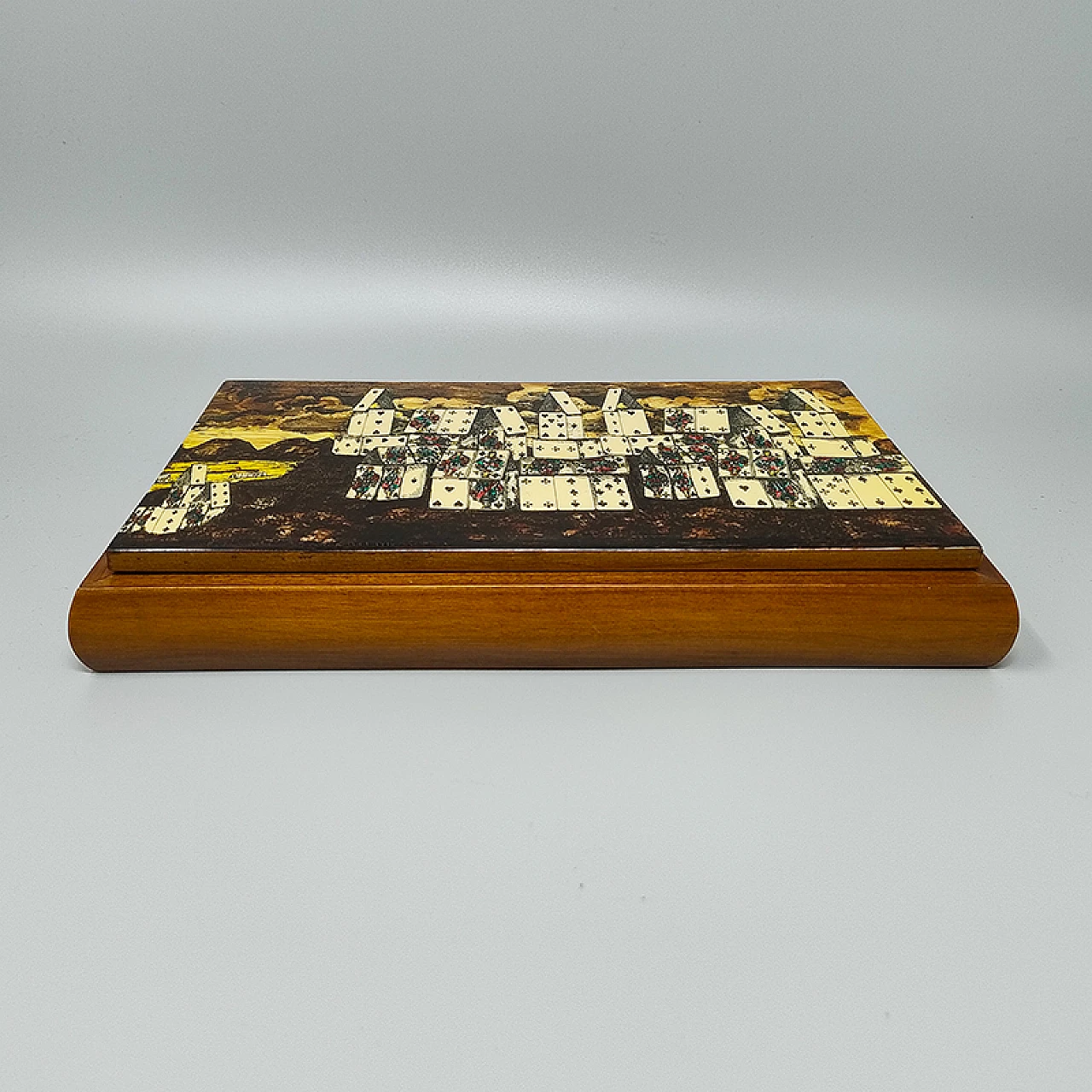 Walnut playing card box by Piero Fornasetti, 1970s 4