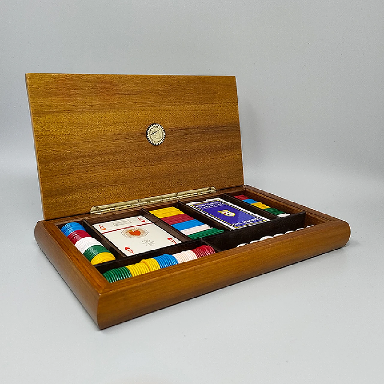 Walnut playing card box by Piero Fornasetti, 1970s 6