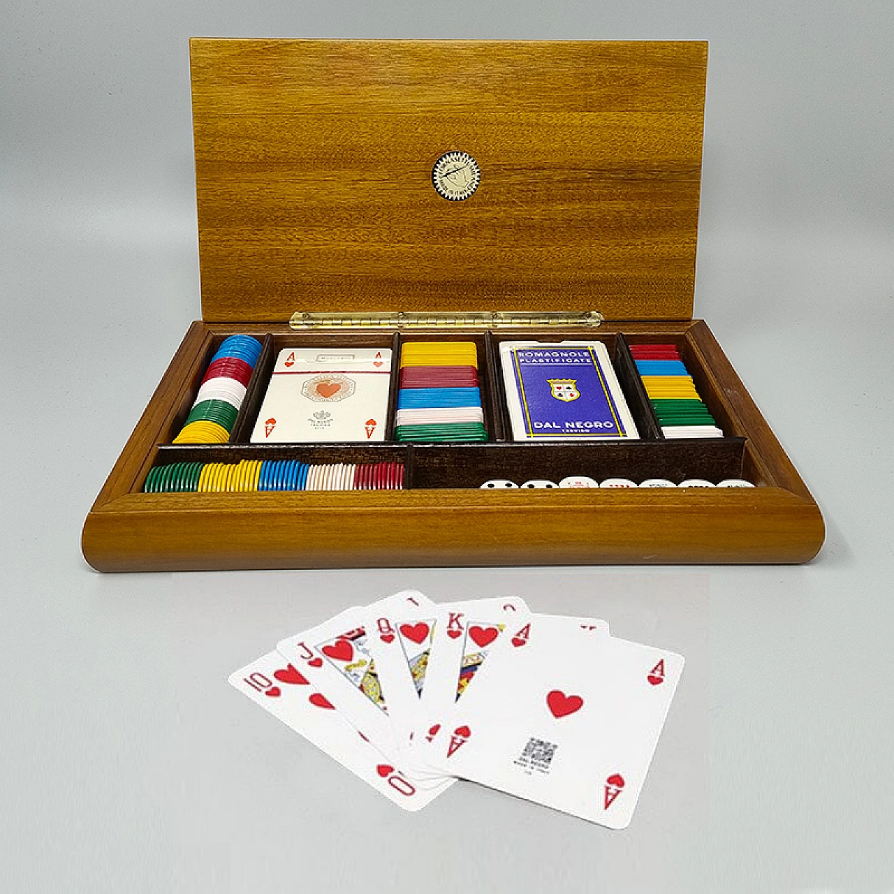 Walnut playing card box by Piero Fornasetti, 1970s 8