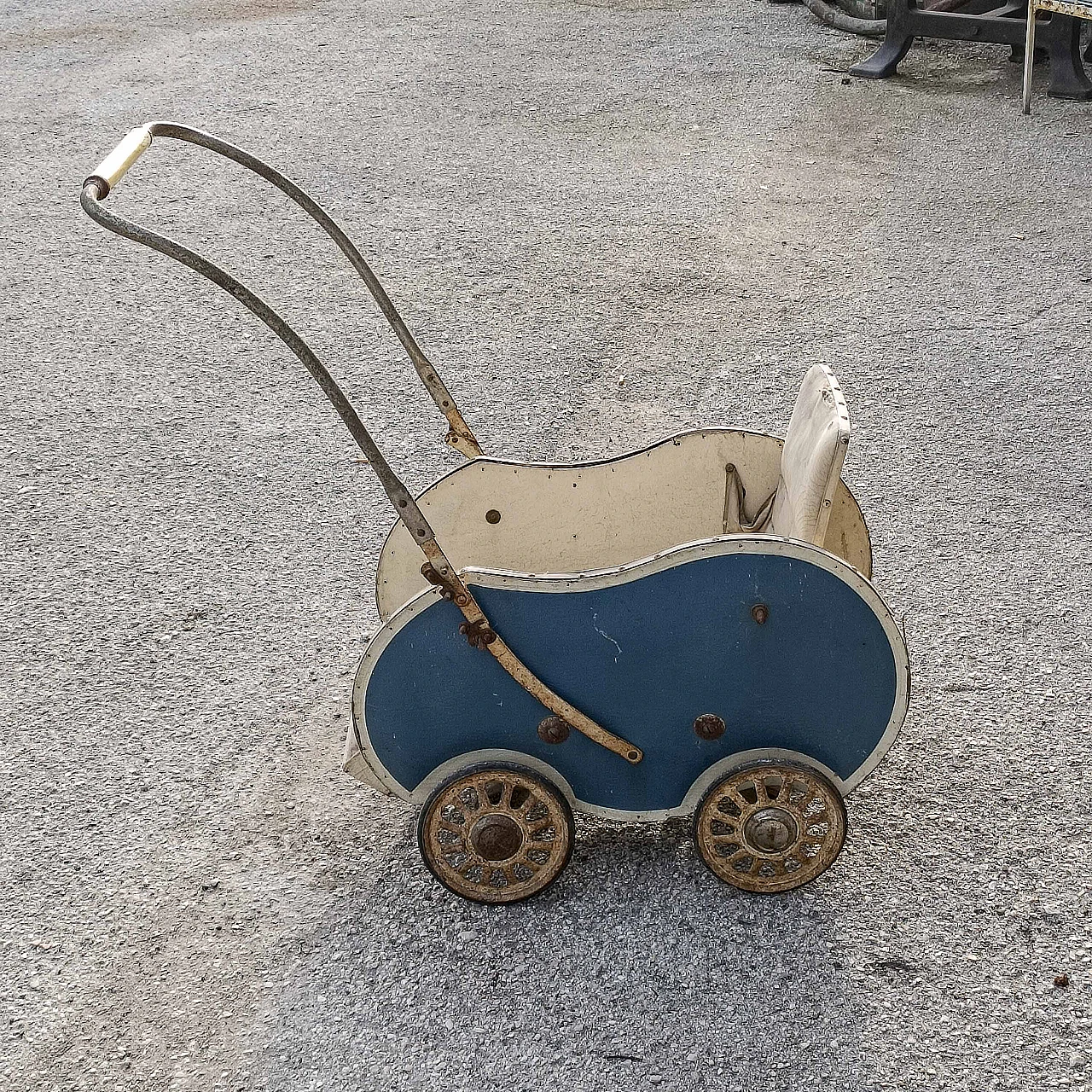 Carrozzina Phonix in legno e metallo, anni '50 1