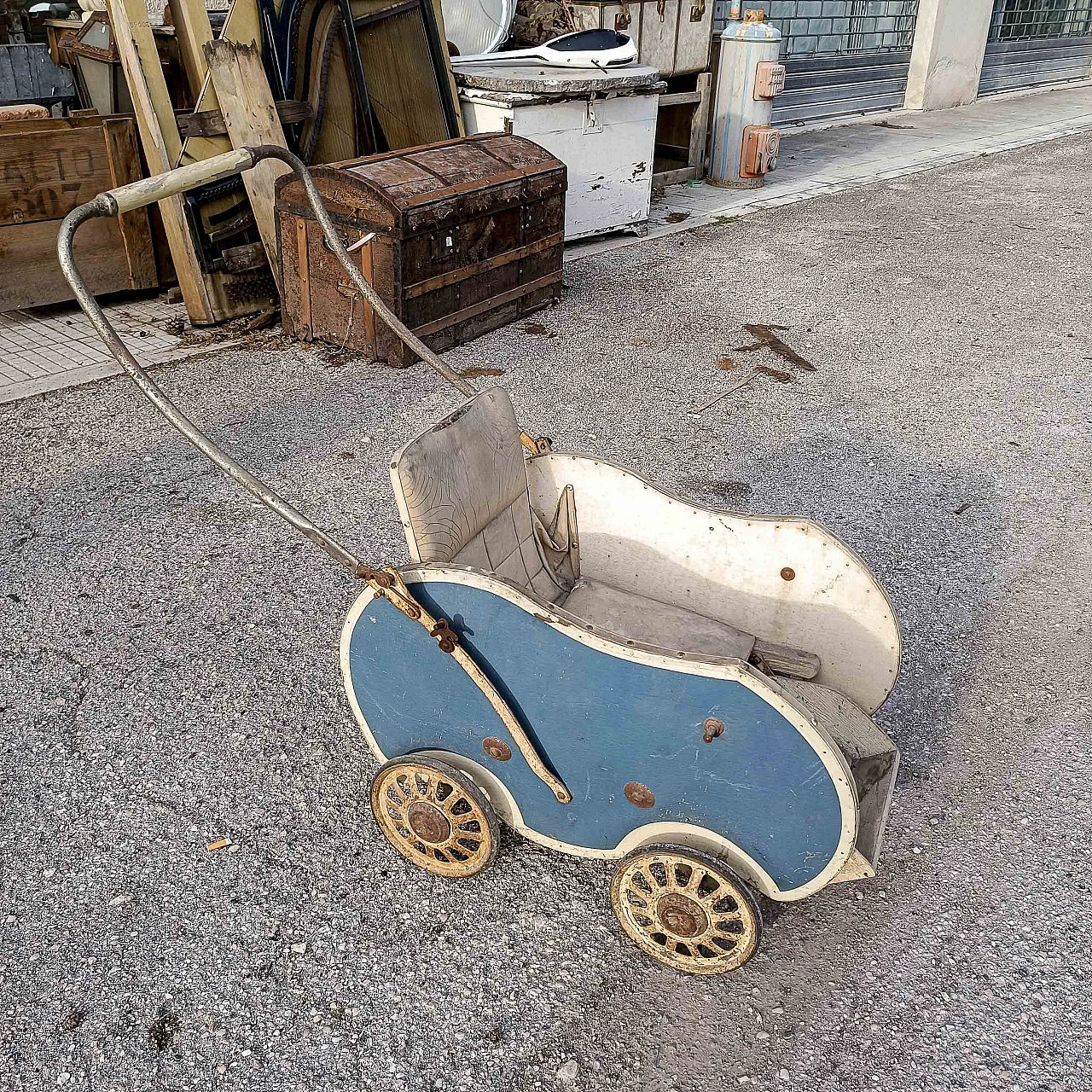 Carrozzina Phonix in legno e metallo, anni '50 3
