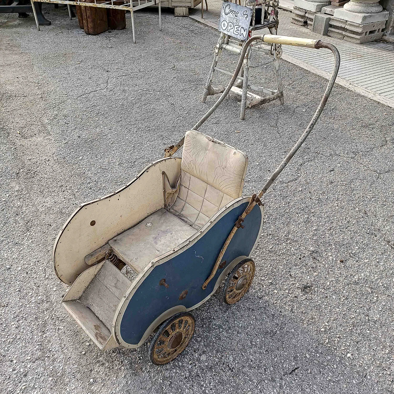 Carrozzina Phonix in legno e metallo, anni '50 4