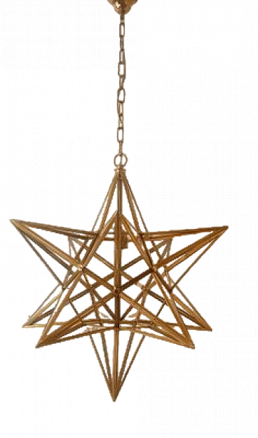 Star-shaped brass chandelier, 1970s