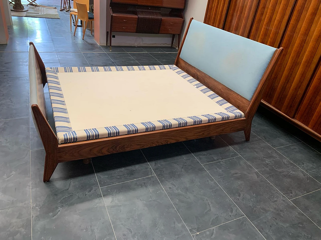 Rosewood and fabric bed by Frauflex, 1970s 15