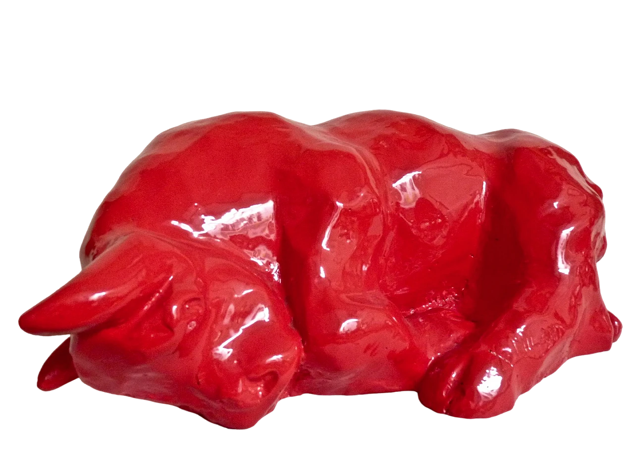 Dino Milani, sleeping red bull, fiberglass sculpture, 1998 2