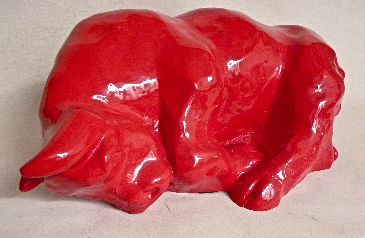 Dino Milani, sleeping red bull, fiberglass sculpture, 1998 5