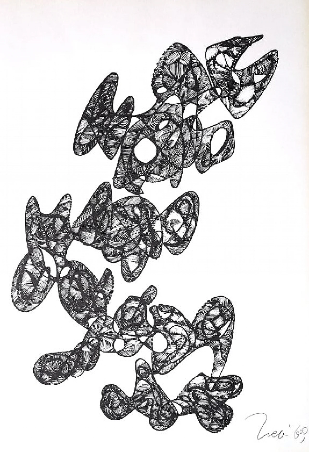 3 Litografie su cartoncino di Claudio Trevi, anni '60 3