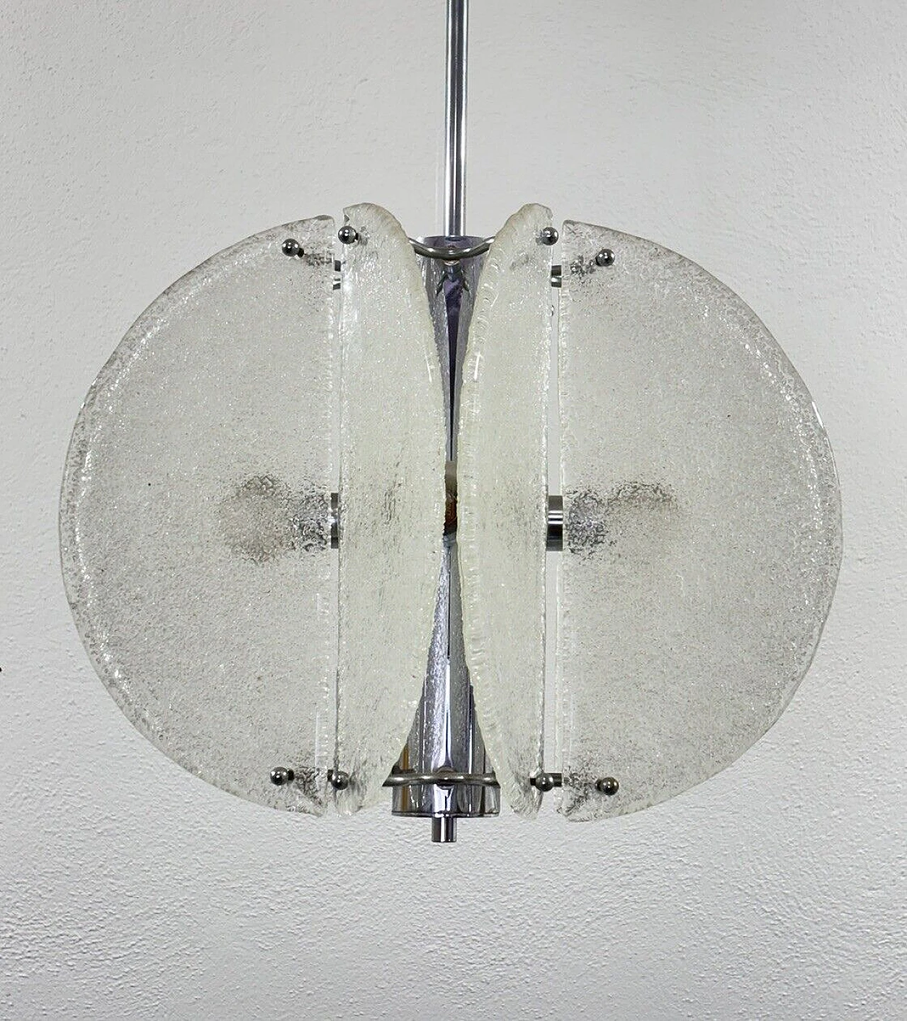 Glass and steel chandelier by Carlo Nason for Mazzega, 1970s 2