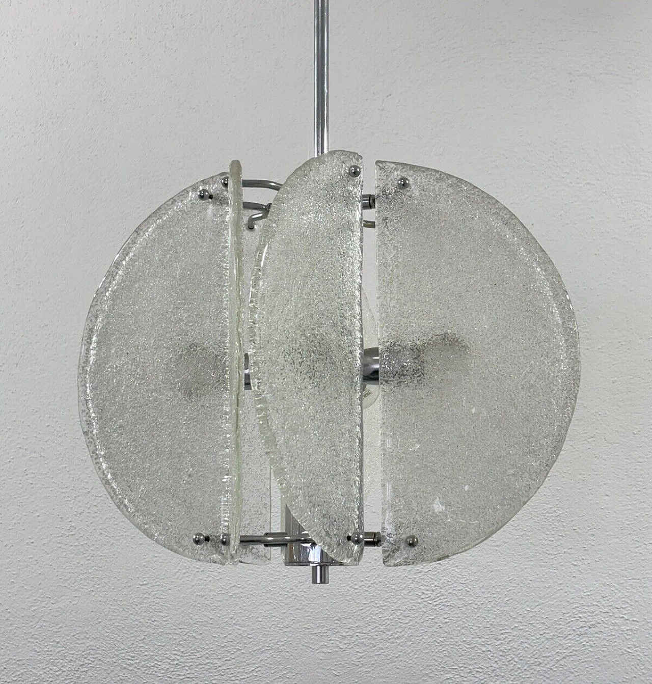 Glass and steel chandelier by Carlo Nason for Mazzega, 1970s 3