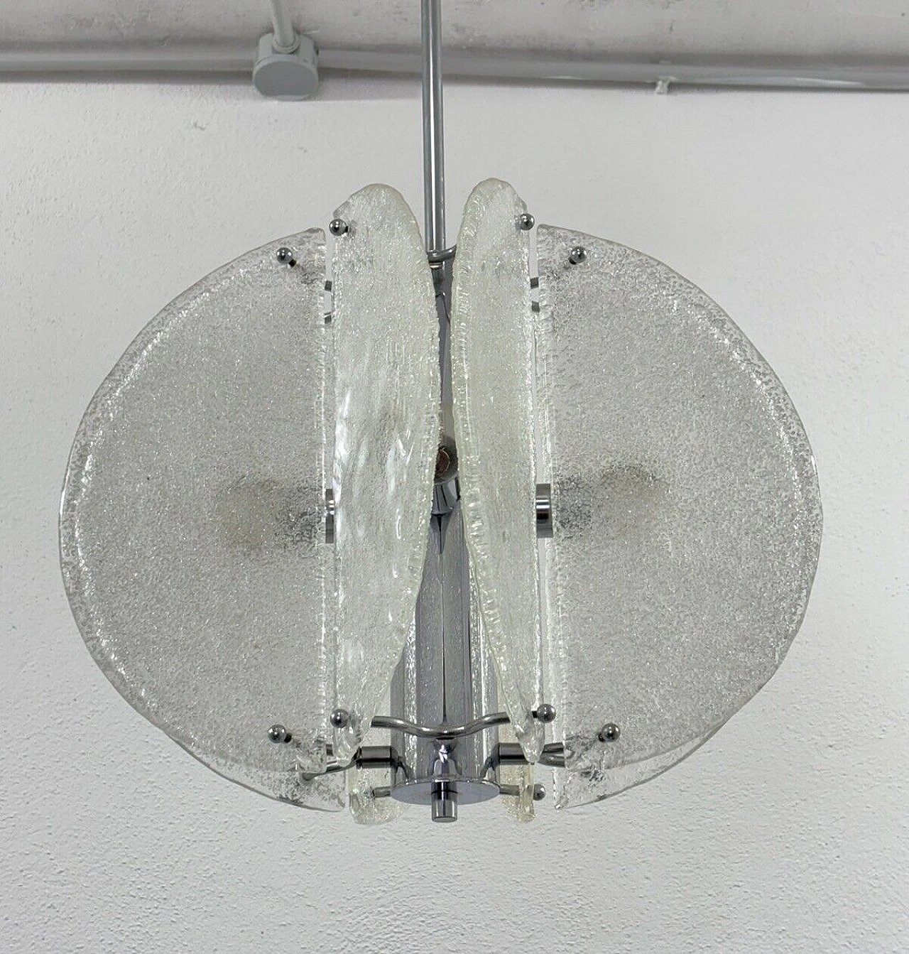 Glass and steel chandelier by Carlo Nason for Mazzega, 1970s 4