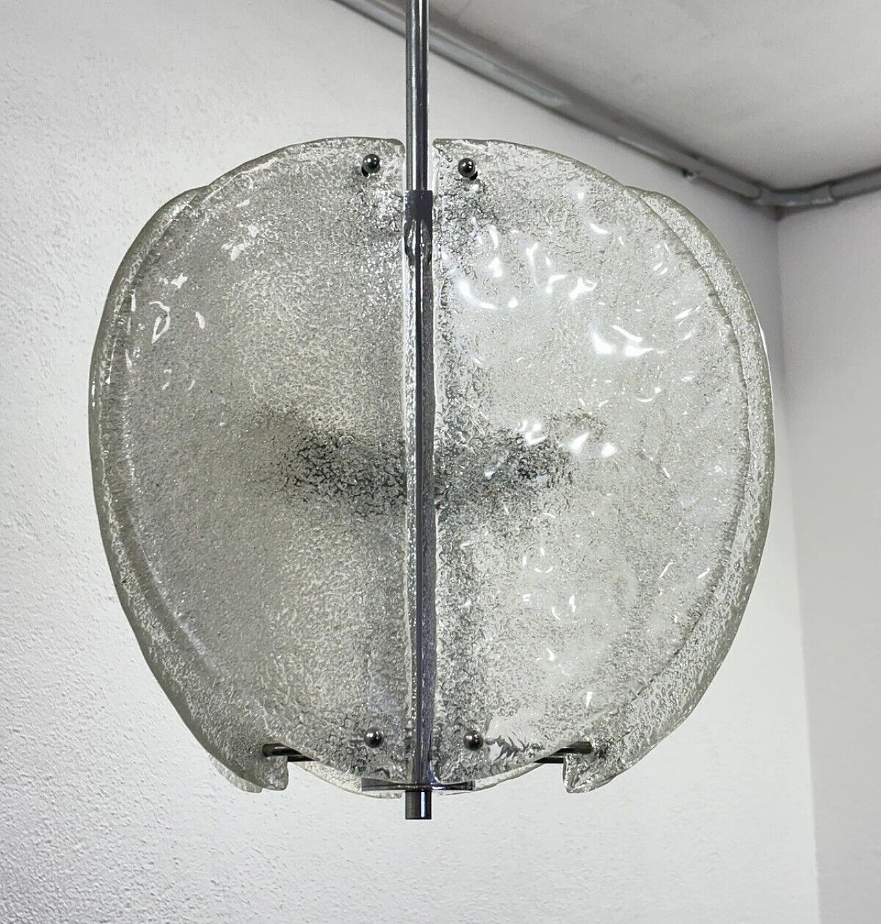 Glass and steel chandelier by Carlo Nason for Mazzega, 1970s 6