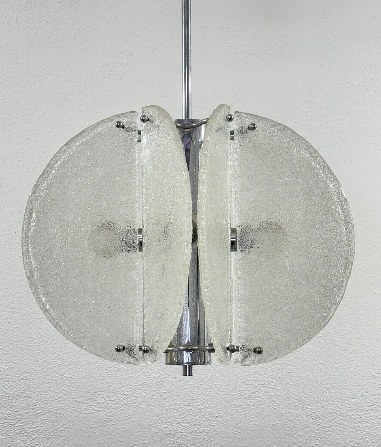 Glass and steel chandelier by Carlo Nason for Mazzega, 1970s 11
