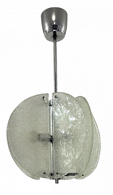 Glass and steel chandelier by Carlo Nason for Mazzega, 1970s