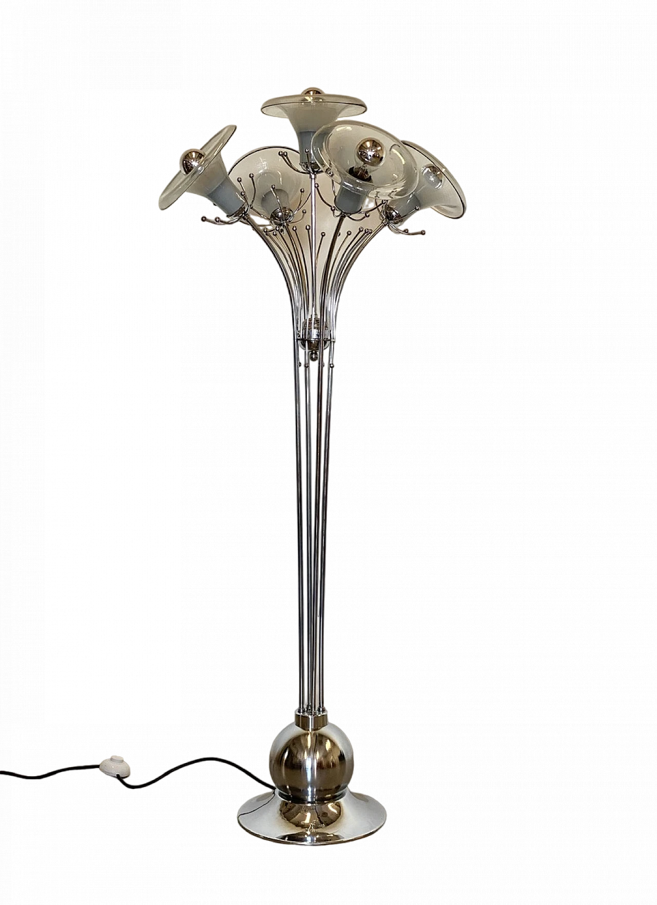 Lampada da terra in acciaio e vetro in stile Carlo Nason, anni '70 21