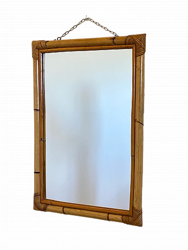 Rectangular mirror with bamboo frame, 1970s