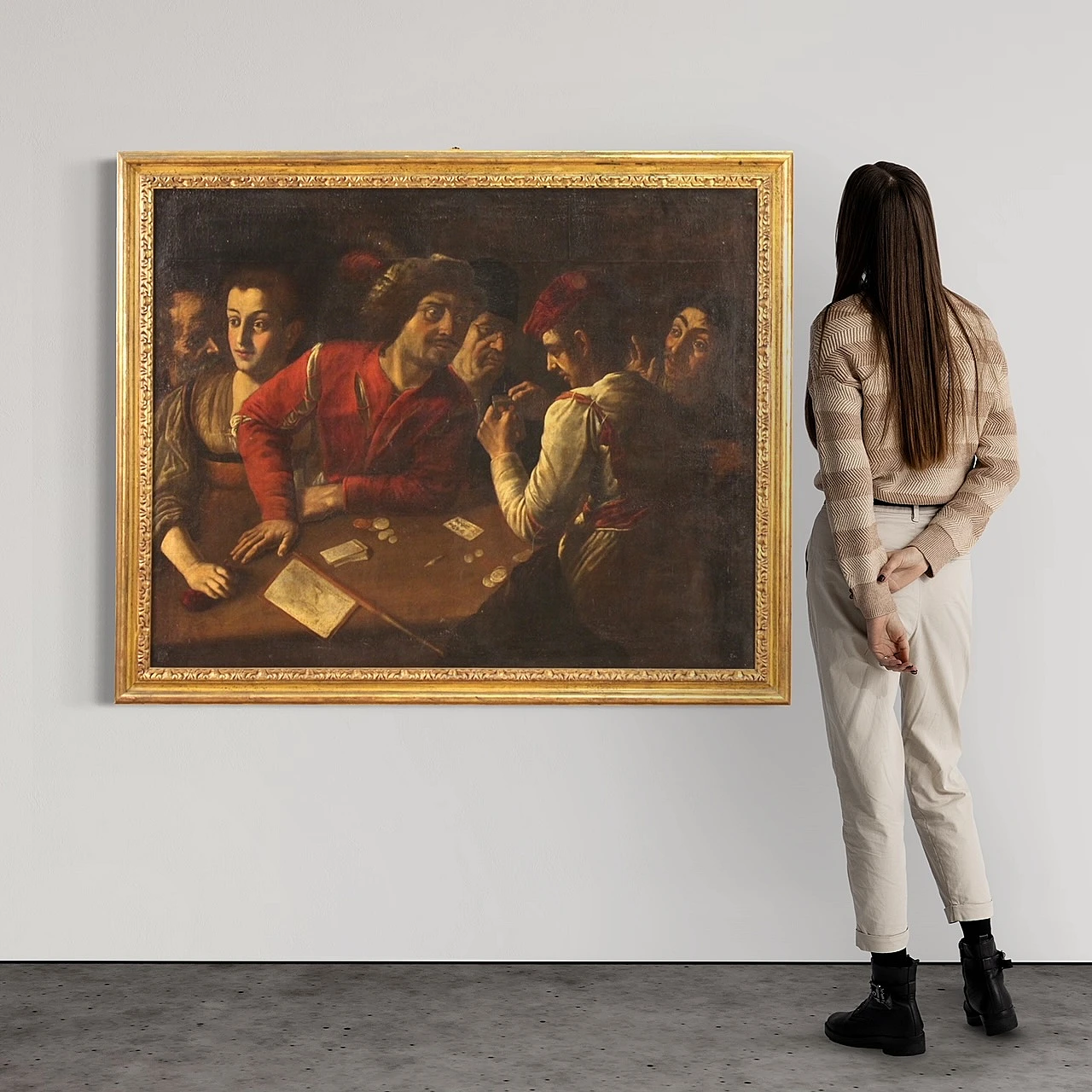 Giocatori di carte, dipinto a olio su tela, '600 2