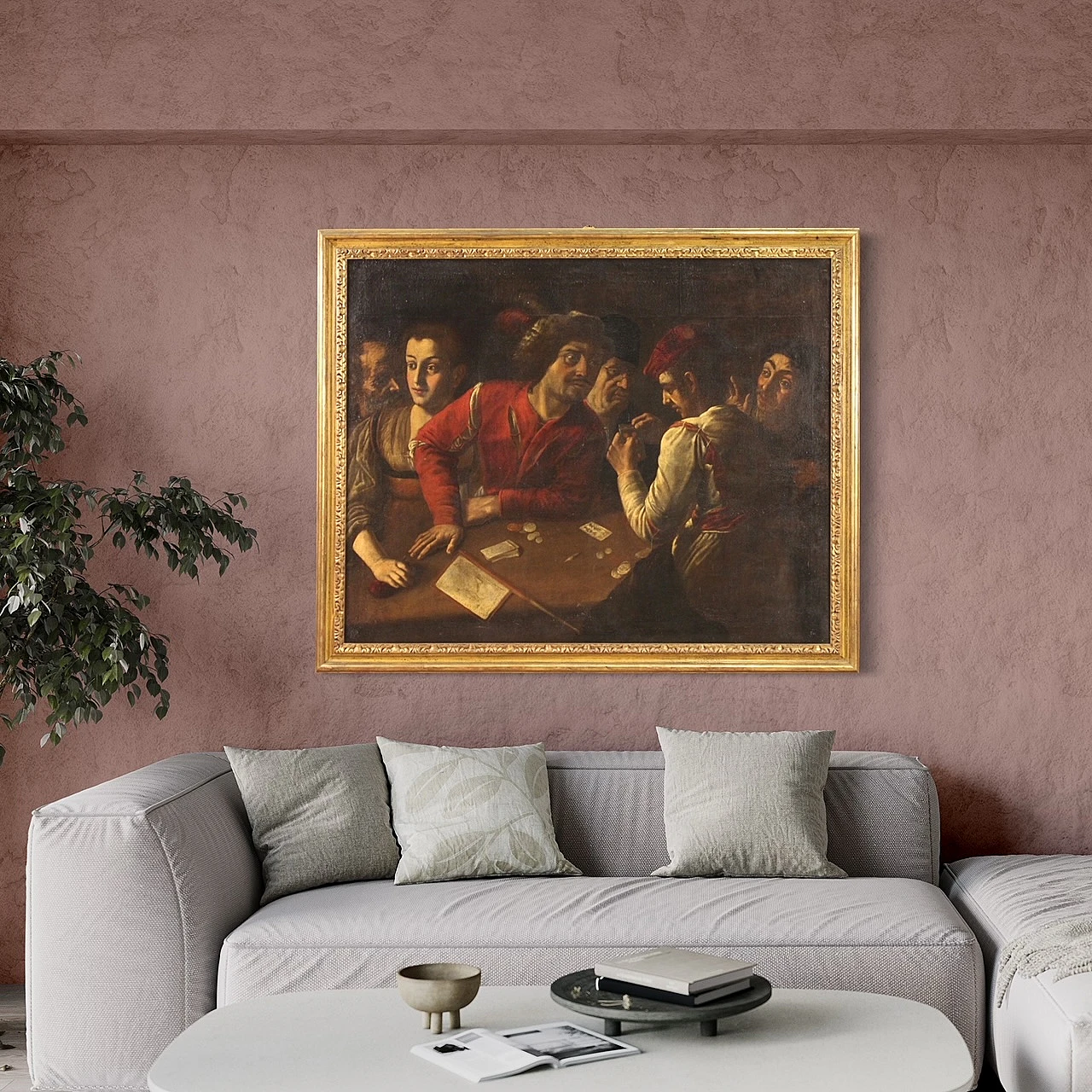 Giocatori di carte, dipinto a olio su tela, '600 5