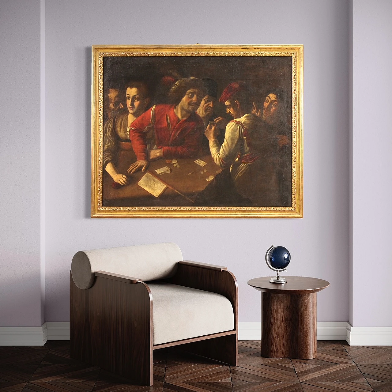 Giocatori di carte, dipinto a olio su tela, '600 14