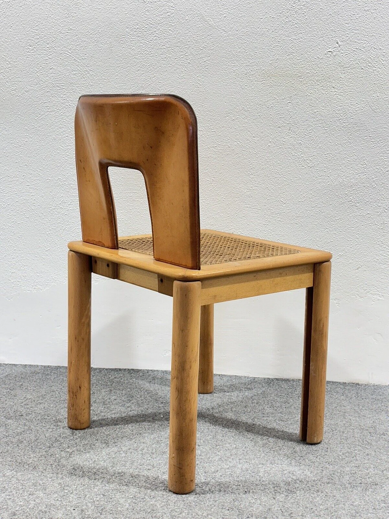 Maple and leather chair in the style of Afra and Tobia Scarpa, 1960 3