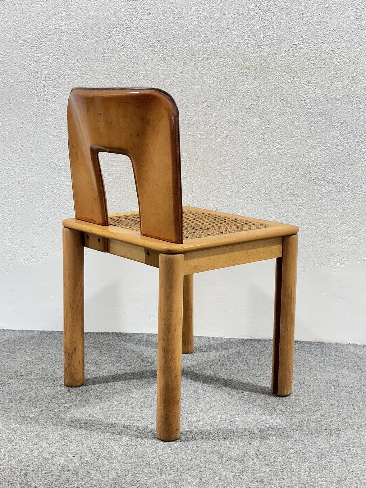 Maple and leather chair in the style of Afra and Tobia Scarpa, 1960 5