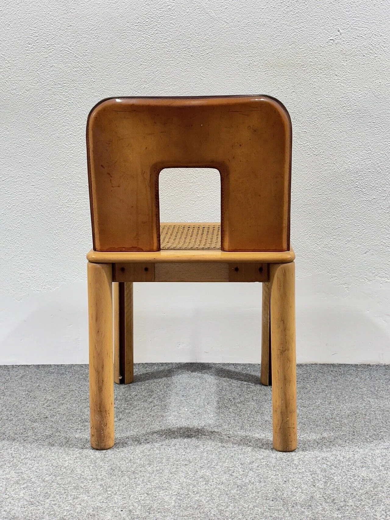 Maple and leather chair in the style of Afra and Tobia Scarpa, 1960 7