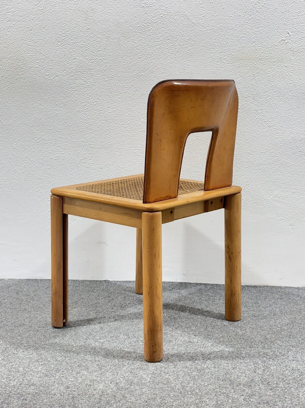 Maple and leather chair in the style of Afra and Tobia Scarpa, 1960 8