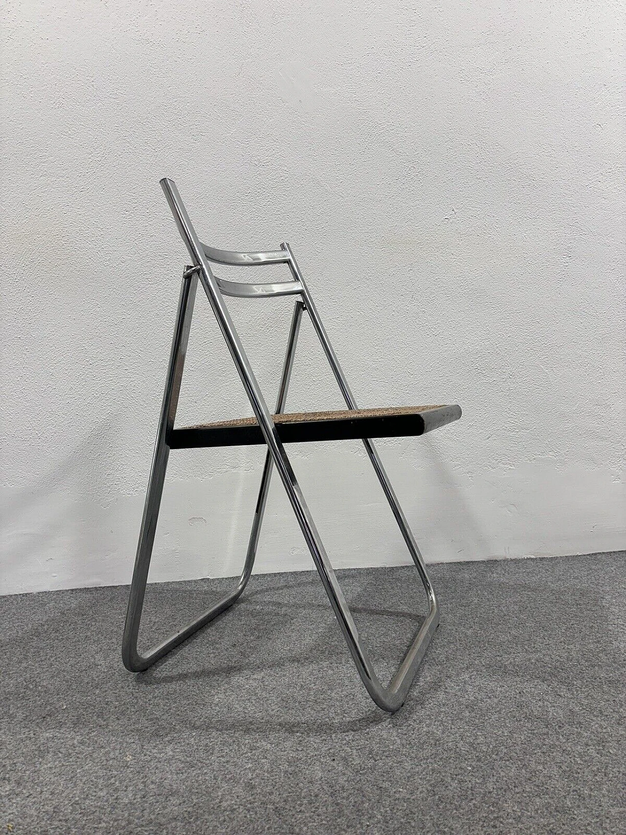Steel, rattan and wood folding chair by Arrben, 1970s 6