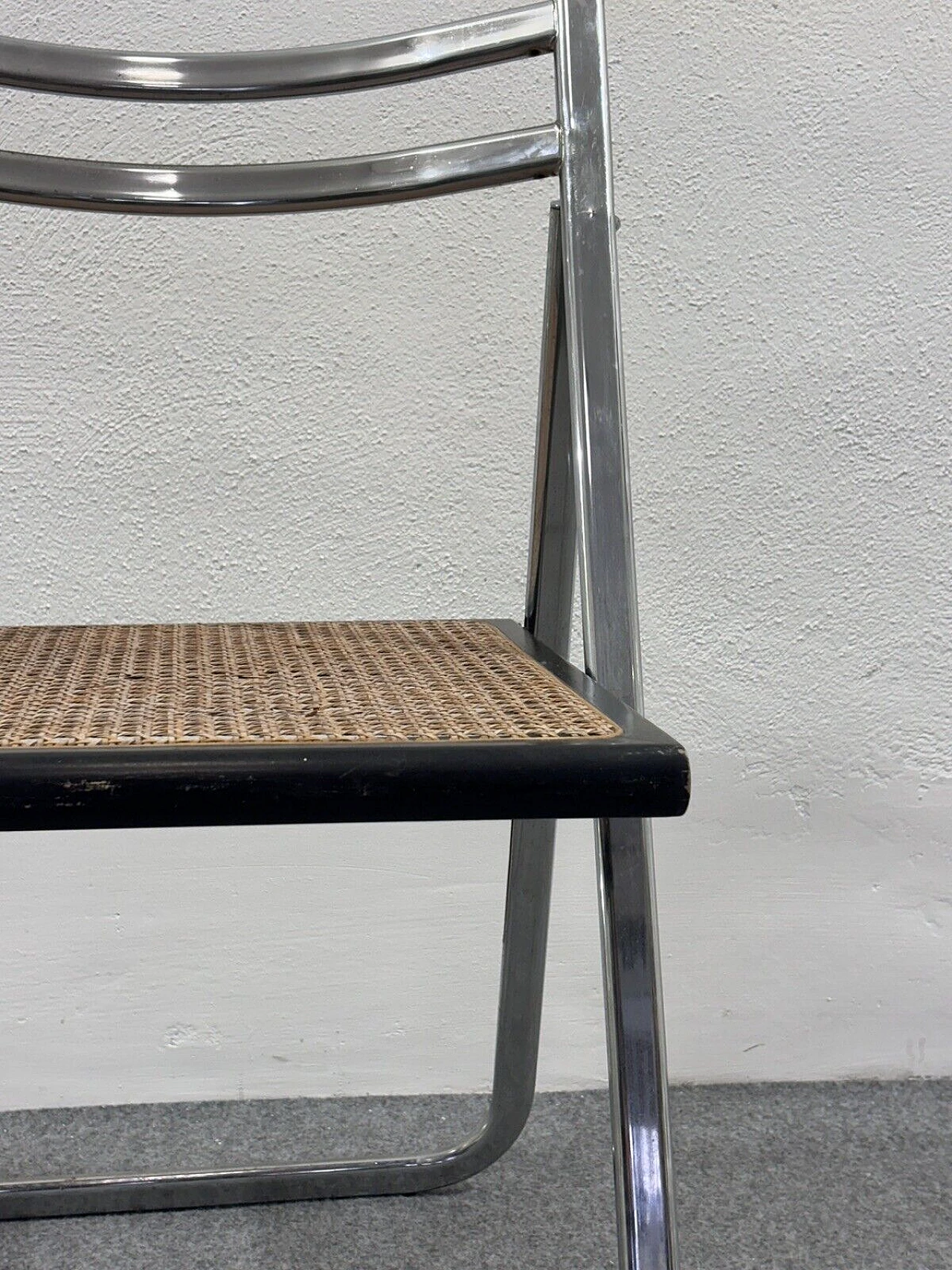 Steel, rattan and wood folding chair by Arrben, 1970s 10