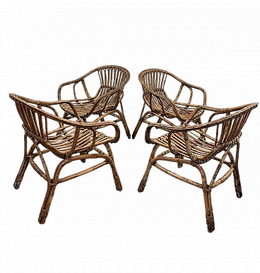 4 Rattan garden armchairs by Vittorio Bonacina, 1960s