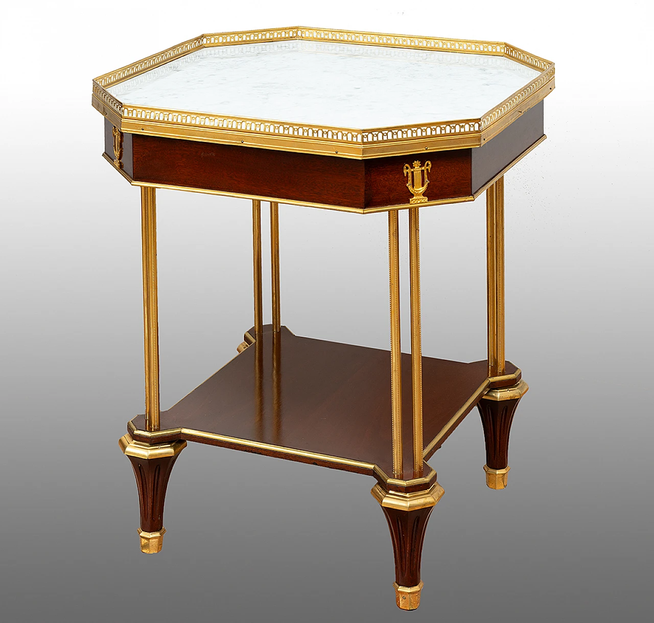 Tavolino Napoleone III ottagonale in mogano, '800 1