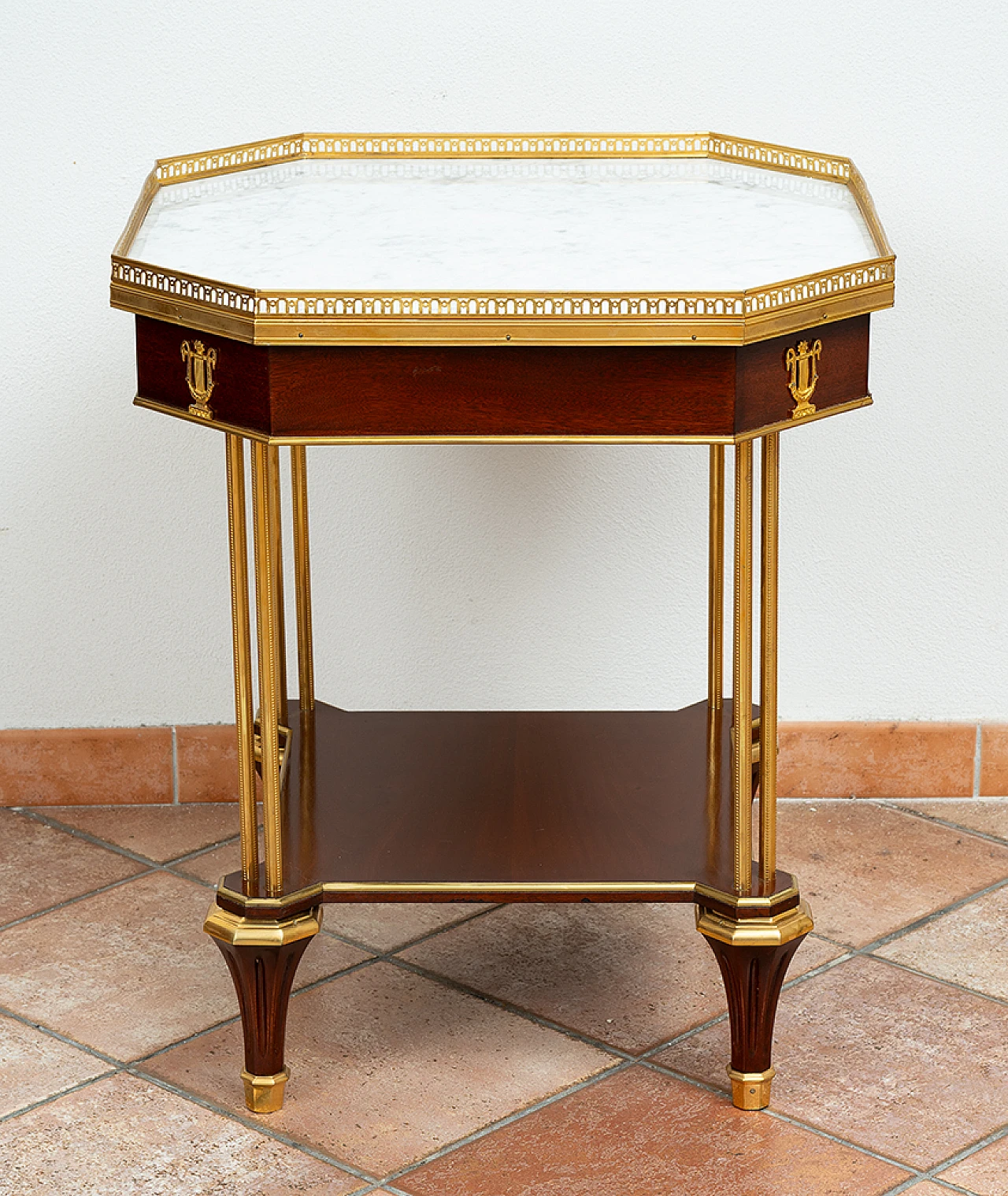 Tavolino Napoleone III ottagonale in mogano, '800 5