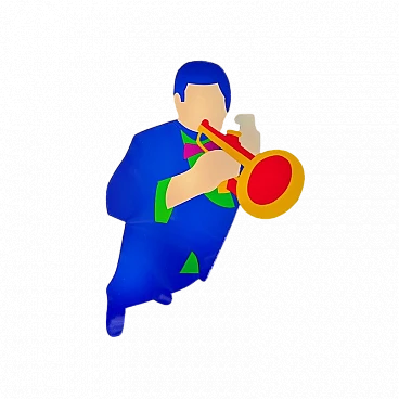 Marco Lodola, Trombettista, scultura luminosa da parete, anni 2000