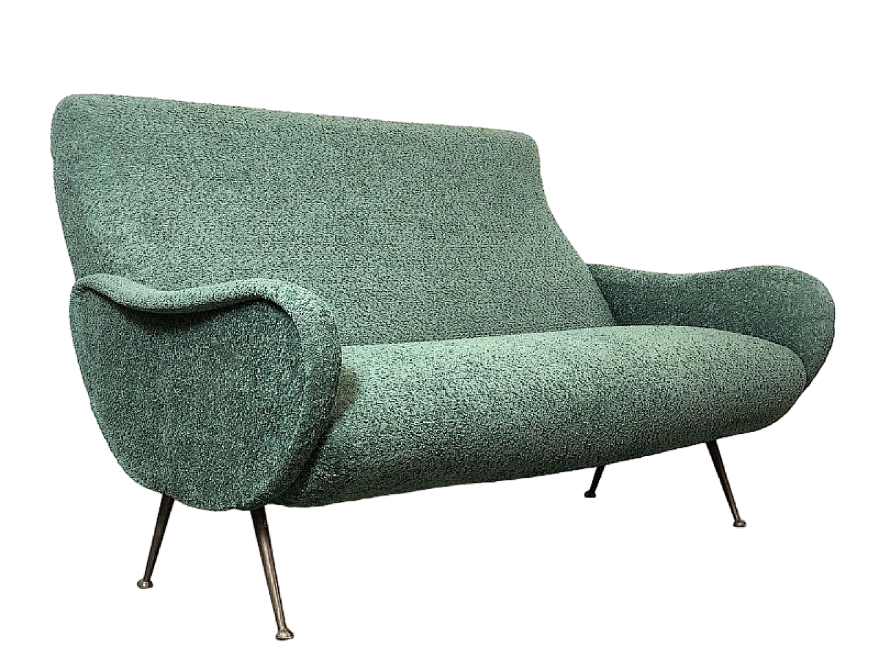 Sage green fabric sofa attributed to Marco Zanuso, 1950s 2