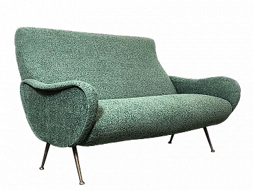 Sage green fabric sofa attributed to Marco Zanuso, 1950s