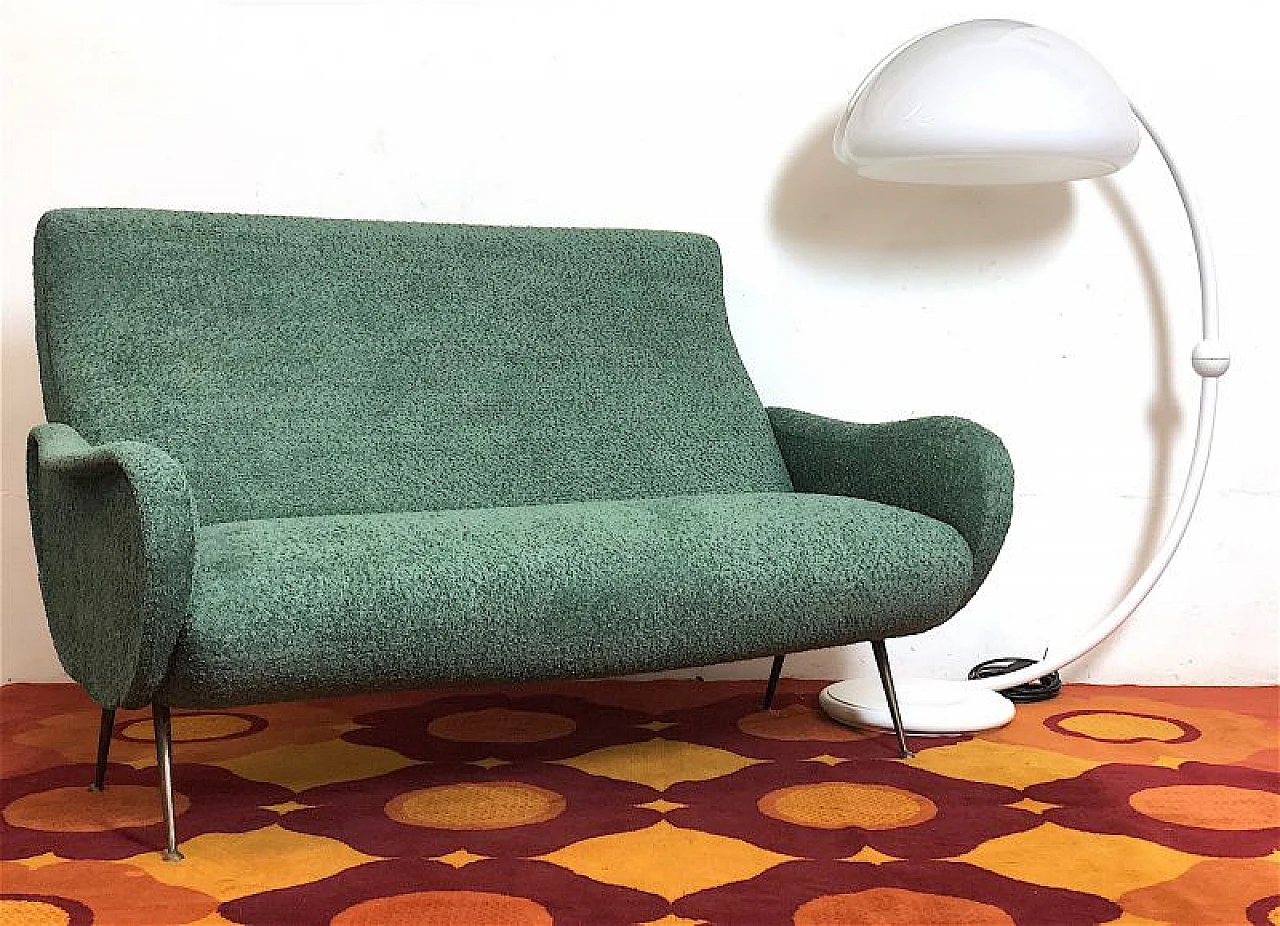 Sage green fabric sofa attributed to Marco Zanuso, 1950s 3