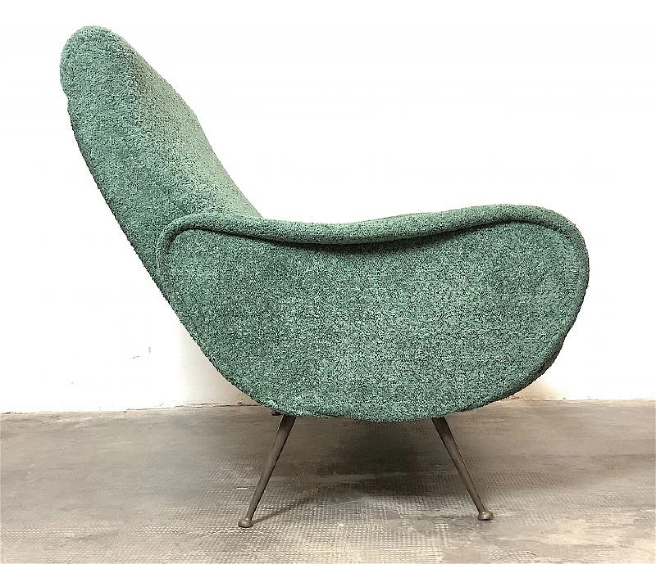Sage green fabric sofa attributed to Marco Zanuso, 1950s 7