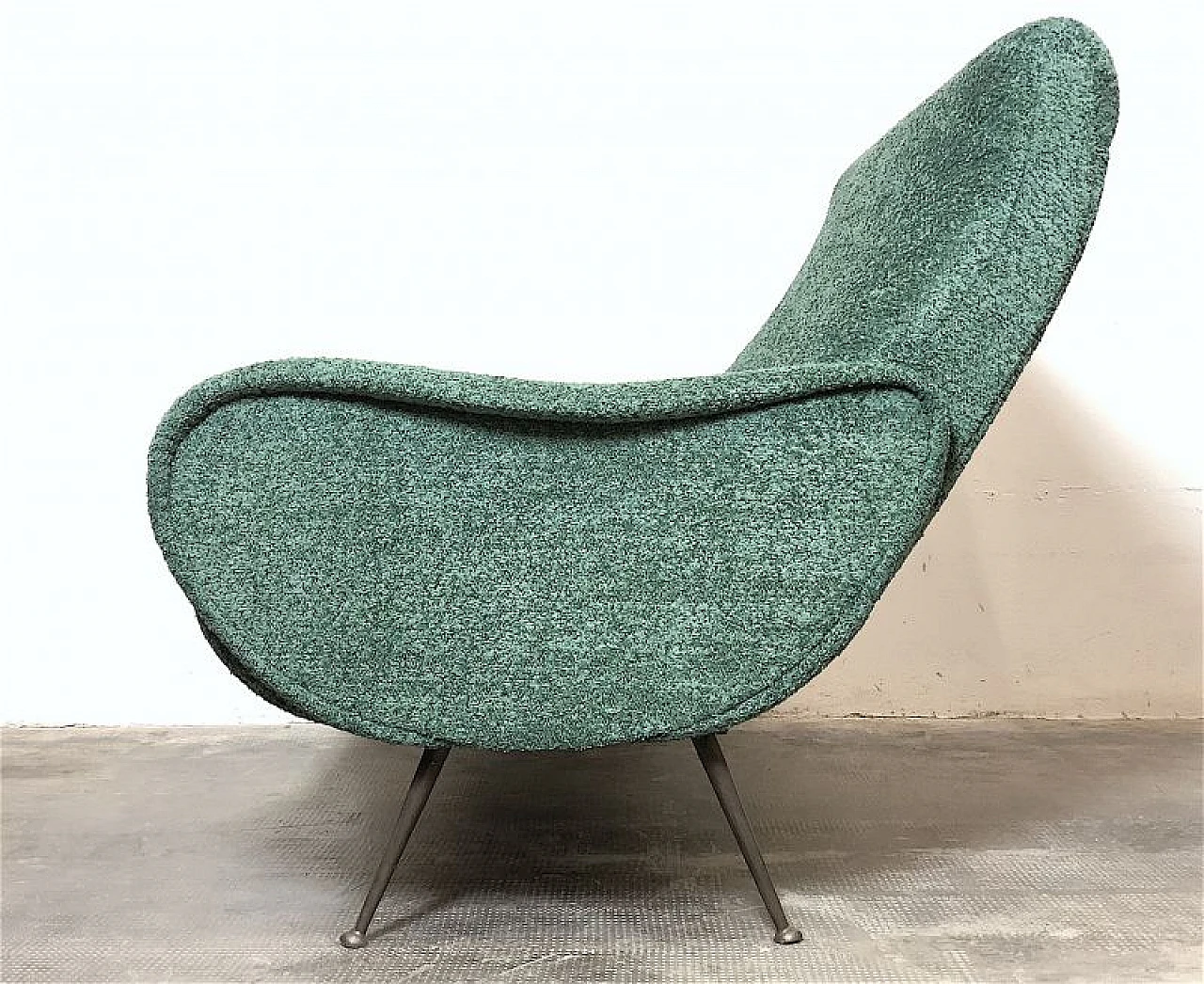 Sage green fabric sofa attributed to Marco Zanuso, 1950s 9