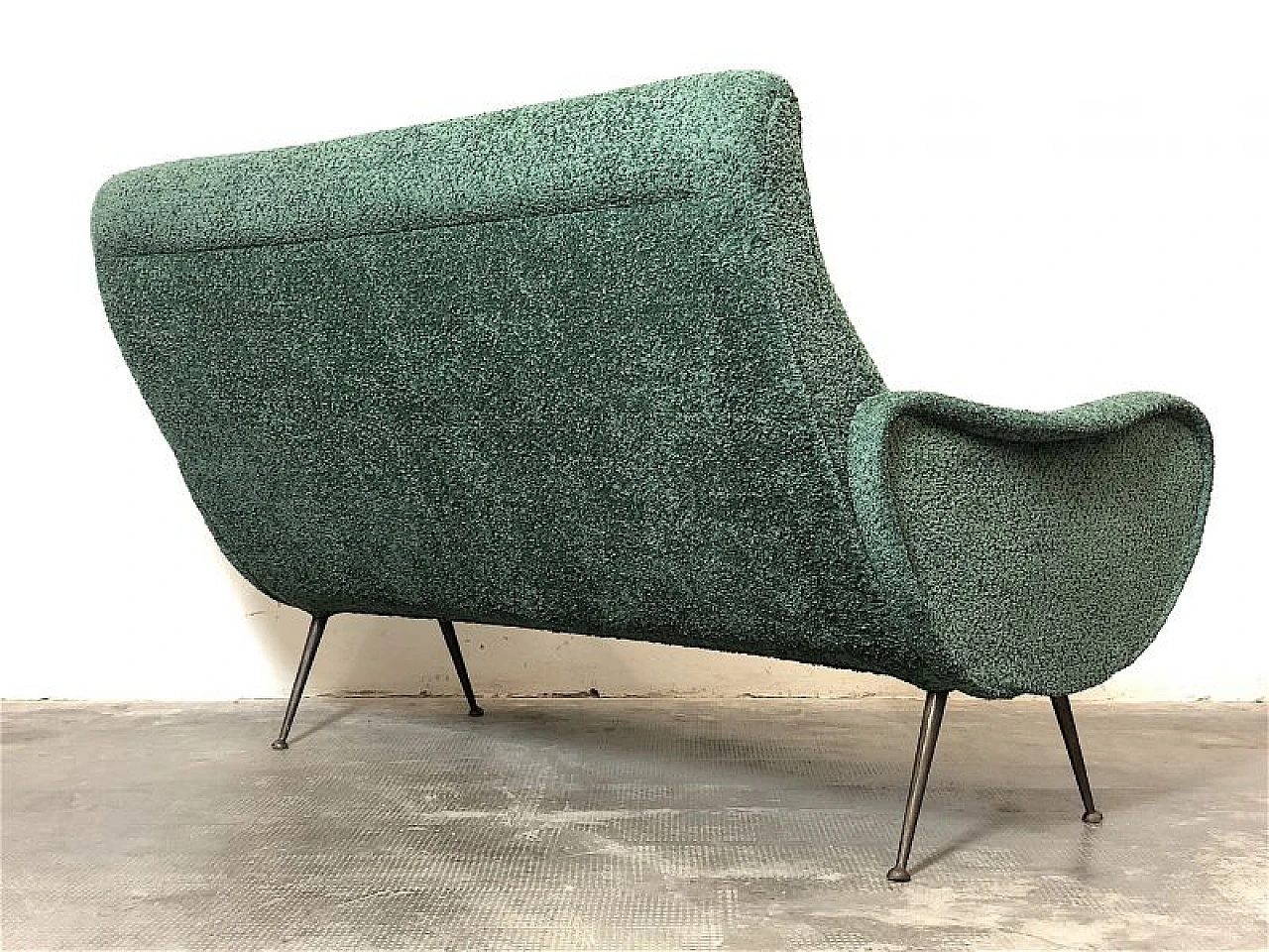 Sage green fabric sofa attributed to Marco Zanuso, 1950s 11