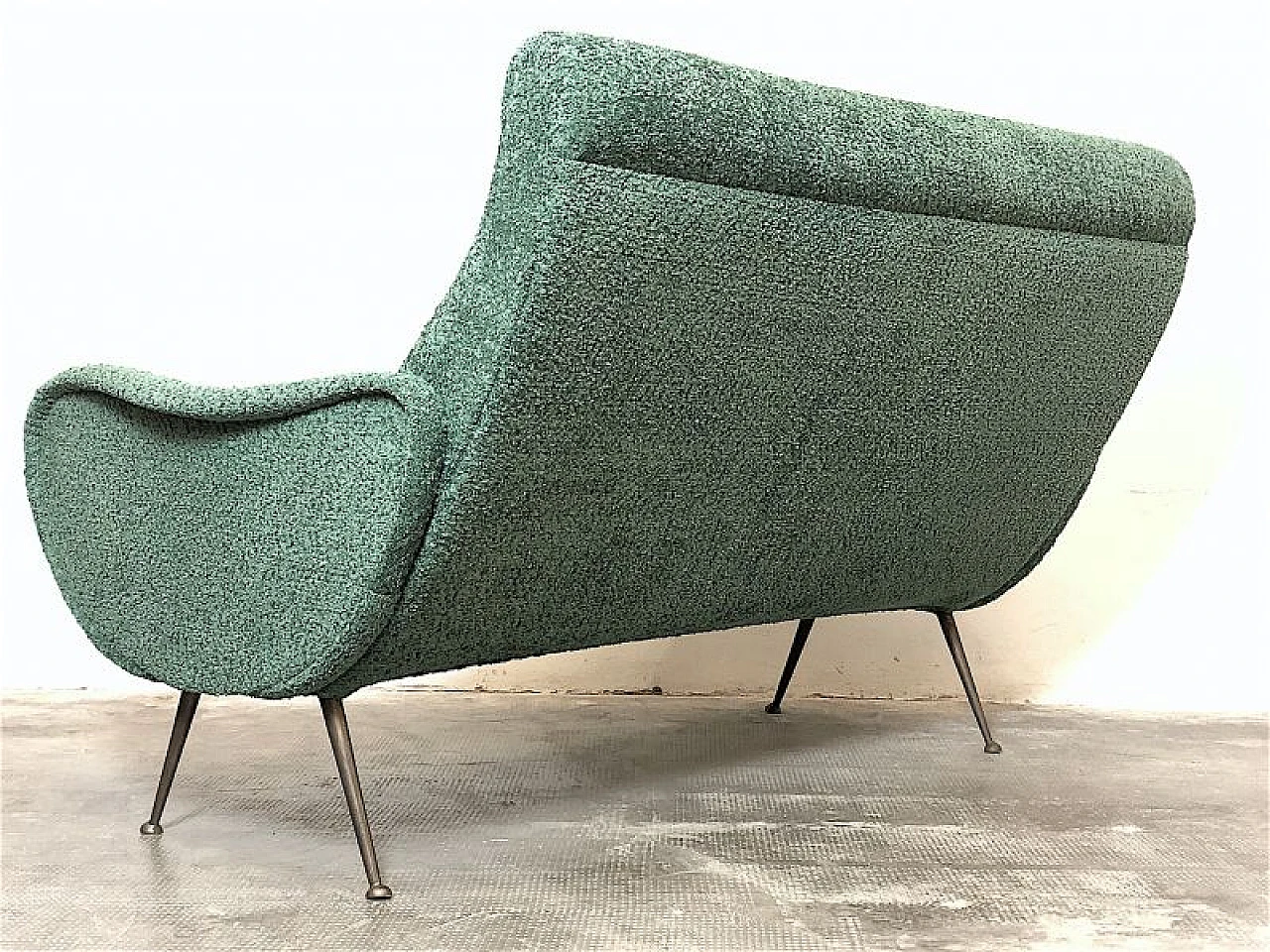 Sage green fabric sofa attributed to Marco Zanuso, 1950s 13